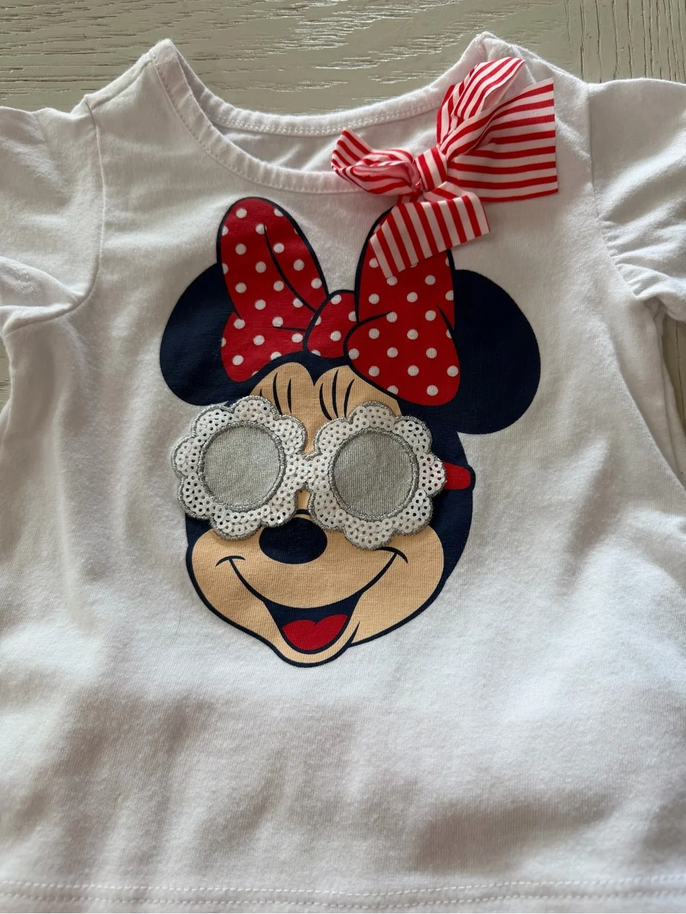 Disney Minnie Mouse White Top Red Striped Ruffle Tiered Skirt Matching Set 4T